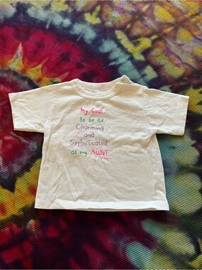 🩷 Vintage 90s Rein Designs Favorite Aunt Snap Shoulder Baby Tee